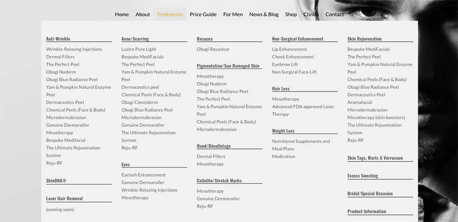 Treatment List 25 Features Every Aesthetic Clinic Website Design Must Have 1